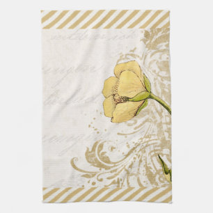 Gelbe Blume Stripte Küche Handtuch