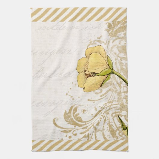 Gelbe Blume Stripte Küche Handtuch (Vertikal)