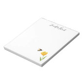 Gelbe Blume und Bienendarstellung Notizblock (Rotiert)