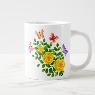 Gelbe Blume und Schmetterlinge-64567 Jumbo-Tasse