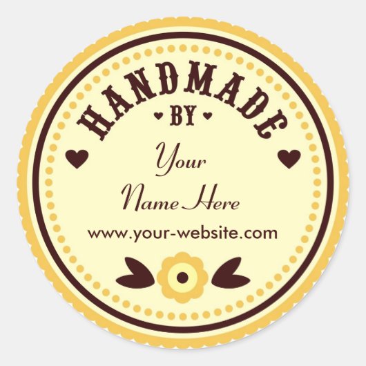 Gelbe Blume von Personalisierten Aufklebern handge Runder Aufkleber (Vorderseite)