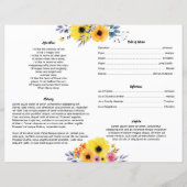 GELBE BLUME | Vorlage des Beerdigungsprogramms (Rückseite)