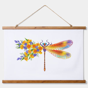 Gelbe Blume Wandteppich Mit Holzrahmen