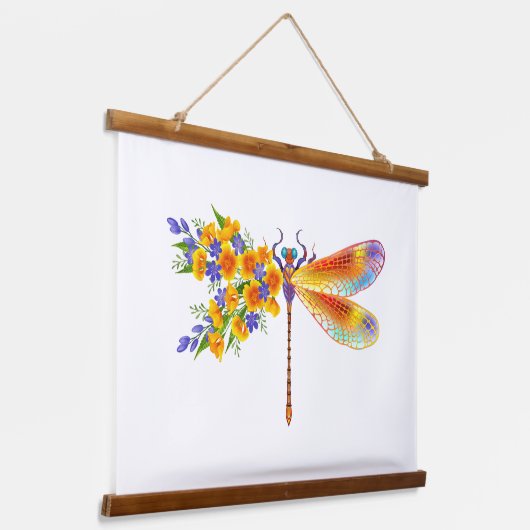 Gelbe Blume Wandteppich Mit Holzrahmen (Gewinkelt)