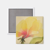 Gelbe Blume, Wasserfarbe, Magnet (Vorderseite/Rückseite)