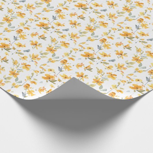 Gelbe Blume Wasserfarbmuster Geschenkpapier (Ecke)