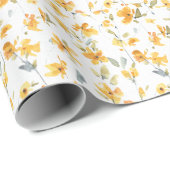 Gelbe Blume Wasserfarbmuster Geschenkpapier (Rolleneckpunkt)