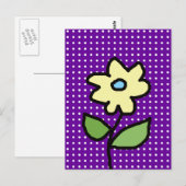 Gelbe Blume . weiße Punkte Postkarte (Vorne/Hinten)