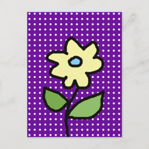 Gelbe Blume . weiße Punkte Postkarte
