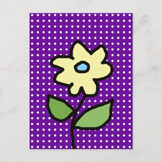 Gelbe Blume . weiße Punkte Postkarte (Vorderseite)