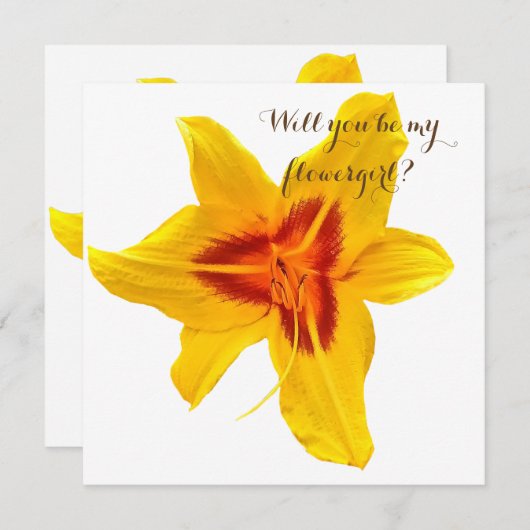 Gelbe Blume, Werden Sie meine Blumenkarten sein? Einladung (Vorne/Hinten)