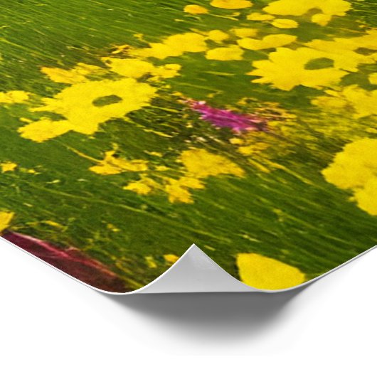 Gelbe Blume Wiese Horizontal Poster (Ecke)