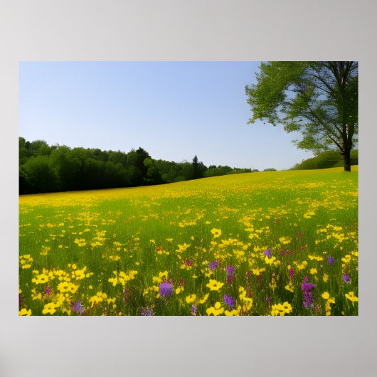 Gelbe Blume Wiese Horizontal Poster (Vorne)