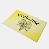 Gelbe Blume Willkommen Fußmatte (Schrägansicht)