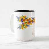 Gelbe Blume Zweifarbige Tasse (Vorderseite Links)