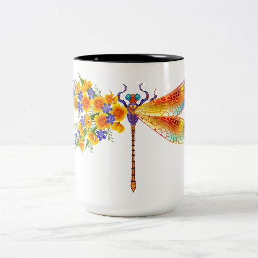 Gelbe Blume Zweifarbige Tasse (Mittel)