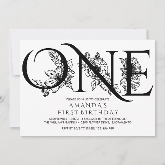 Gelbe Blumen | 1. Geburtstag Party Einladung (Vorderseite)