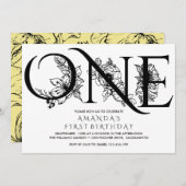 Gelbe Blumen | 1. Geburtstag Party Einladung (Vorne/Hinten)