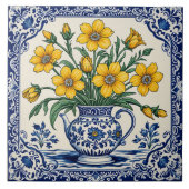 Gelbe Blumen 4 Fliese (Vorderseite)