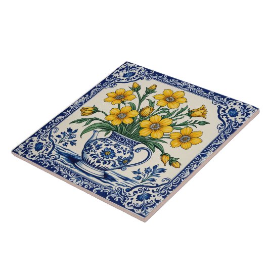 Gelbe Blumen 4 Fliese (Seite)