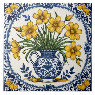 Gelbe Blumen 5 Fliese