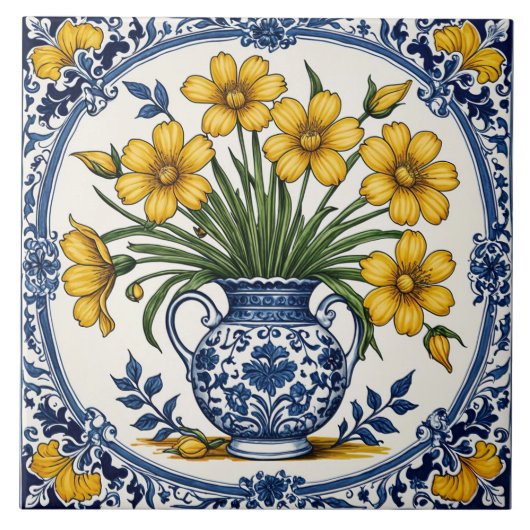 Gelbe Blumen 5 Fliese (Vorderseite)