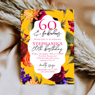 Gelbe Blumen 60 & Fantastisch 60. Geburtstagsfeier Einladung