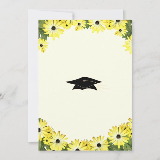 Gelbe Blumen Abschluss Einladung Vorlage (Rückseite)