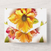 gelbe Blumen All In One Einladung (Rückseite)