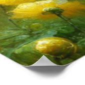 Gelbe Blumen an einem Regentag Poster (Ecke)