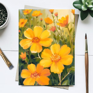 Gelbe Blumen Aquarell Blumenfeld Malerei Postkarte