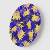 Gelbe Blumen: Aquarellbilder mit dunklem Hintergru Große Wanduhr (Winkel)