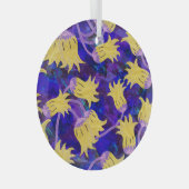 Gelbe Blumen: Aquarellbilder mit dunklem Hintergru Ornament Aus Glas (Vorderseite Rechts)