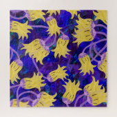 Gelbe Blumen: Aquarellbilder mit dunklem Hintergru Puzzle (Horizontal)