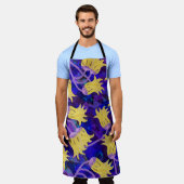 Gelbe Blumen: Aquarellbilder mit dunklem Hintergru Schürze (Getragen)