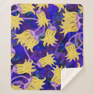 Gelbe Blumen: Aquarellbilder mit dunklem Hintergru Sherpadecke