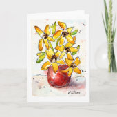 Gelbe Blumen Aquarellkarte Karte (Vorderseite)