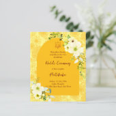 Gelbe Blumen arch Budget Haldi Einladung (Stehend Vorderseite)
