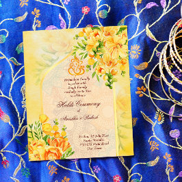 Gelbe Blumen arch Ganesha Haldi Haushalt einladen