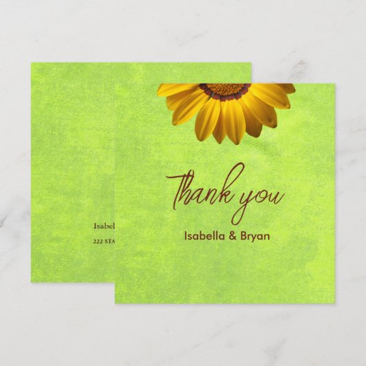 Gelbe Blumen auf Abstrakt-grüner Monogram (Vorne/Hinten)