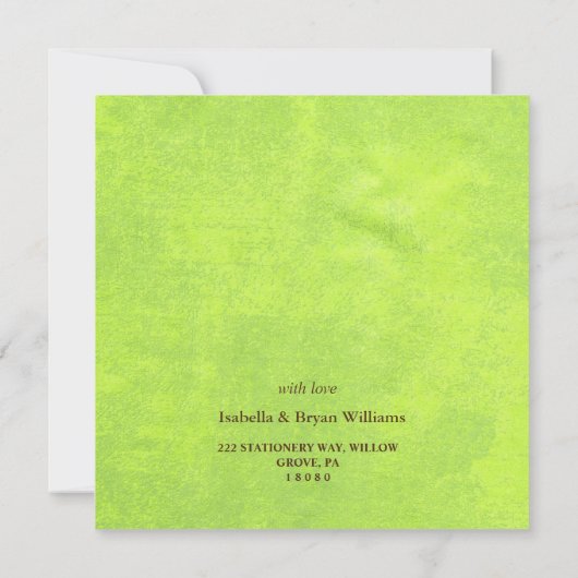 Gelbe Blumen auf Abstrakt-grüner Monogram (Rückseite)