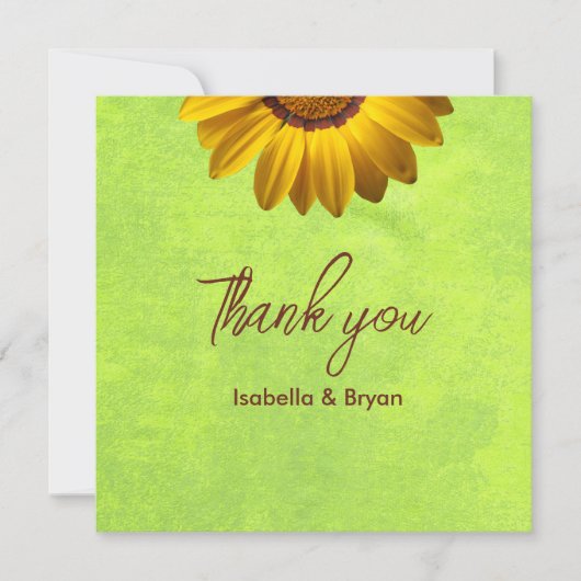 Gelbe Blumen auf Abstrakt-grüner Monogram (Vorderseite)