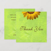 Gelbe Blumen auf Abstrakt-grüner Monogram Dankeskarte (Vorne/Hinten)