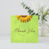 Gelbe Blumen auf Abstrakt-grüner Monogram Dankeskarte (Stehend Vorderseite)