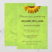 Gelbe Blumen auf Abstrakt-grüner Monogram Einladung (Vorne/Hinten)