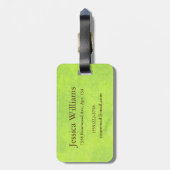 Gelbe Blumen auf Abstrakt-grüner Monogram Gepäckanhänger (Rückseite vertikal)