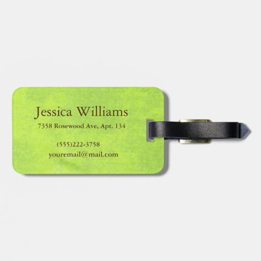 Gelbe Blumen auf Abstrakt-grüner Monogram Gepäckanhänger (Rückseite horizontal)