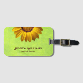 Gelbe Blumen auf Abstrakt-grüner Monogram Gepäckanhänger