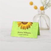 Gelbe Blumen auf Abstrakt-grüner Monogram Treuekarte (Vorderseite)