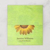 Gelbe Blumen auf Abstrakt-grüner Monogram Treuekarte (Außenseite Aufgefaltet)